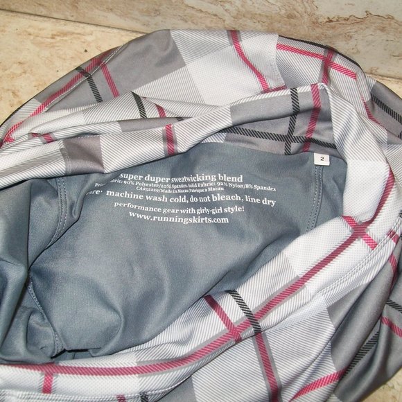 Running Skirts Womens Plaid SKORT Stretch Skirt & Briefs Athleisure 4-6 Gray Wht - Picture 4 of 7